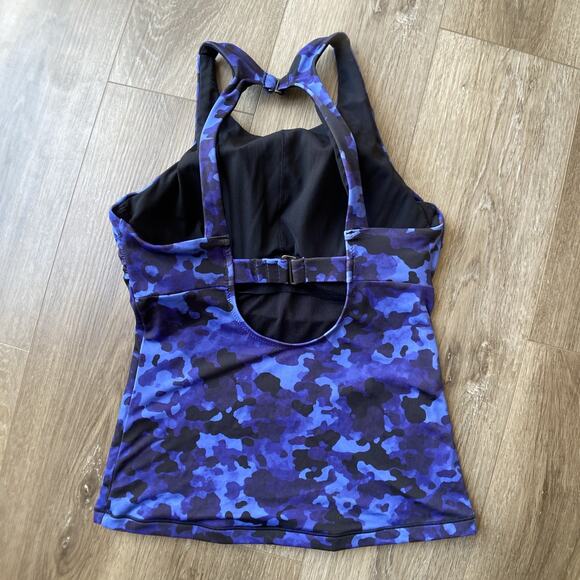 Athleta Maldives Bra Cup Tankini Sz 38 B/C Bottoms Sz S Blue Black Camo - Picture 3 of 16